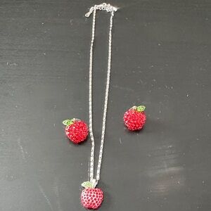 Red Apple Necklace and Earring Set